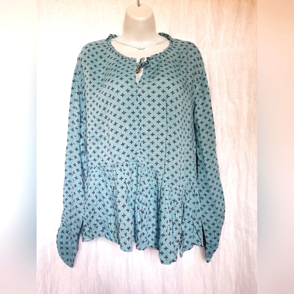 Time and Tru blue purple bohemian sz xl blouse - Picture 1 of 4